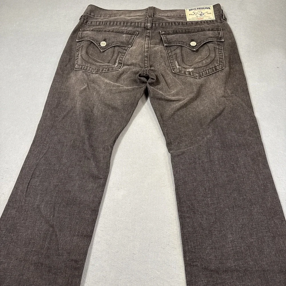 JEANS‎ STRAIGHT True Religion MENS 36X32 Black Flap Pockets Dark Wash